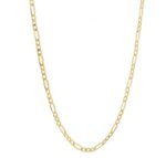 Cadena De Oro 18K Eslabón 3X1 Sesgado
