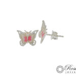 Aretes De Plata 925 Mariposas Centro De Color Cierre Mariposa 1,5Gr