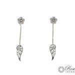 Aretes De Plata 925 Ala Colgante Veneciana Cierre Mariposa 1,3Gr