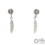 Aretes De Plata 925 Punto De Luz Pluma Colgante Cierre Mariposa 1,2Gr