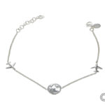 Pulsera De Plata 925 Rol On Dije Mundo Avión De 10 Mm De Ancho