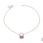 Pulsera De Plata 925 Eslabón Seguido Con Dije De Candado 1,0 Cm De Ancho