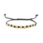 Pulsera Hilo Negro Con 9 Esferas De Oro 4Mm 18K - Largo 20Cm