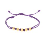 Pulsera Hilo Morado Con 5 Esferas De Oro 4Mm 18K - Largo 20Cm