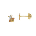 Par Topos Abeja En Tres Oros 18K Ancho 5Mm