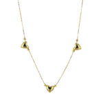 Cadena Tejido Eslabón Seguido Con Tres Corazones Tres Oros Oro 18K Ancho 1Mm