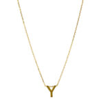 Cadena Tejido Eslabón Seguido Con Dije Incrustado Letra Y 7 Mm