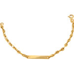 Pulsera  Calabrote Con Placa Para Bebé Oro 18K Ancho 3 Mm