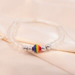Pulsera Oro Blanco 18K Con Piedra Multicolor