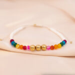 Pulsera Oro 18K Con Piedras De Colores