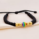 Pulsera Oro Blanco 18K Con Piedra Multicolor