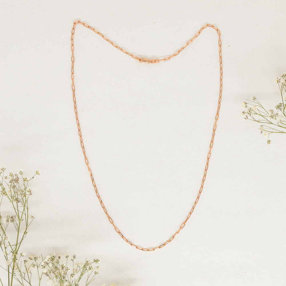 Cadena De Oro Rosado 18k- Ancho Frontal 2mm