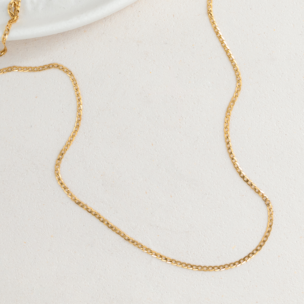 Cadena De Oro 18k Eslabón Seguido. Ancho 1mm