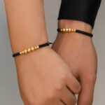 Pulsera Oro 18k Con Esferas Diamantadas Para Parejas