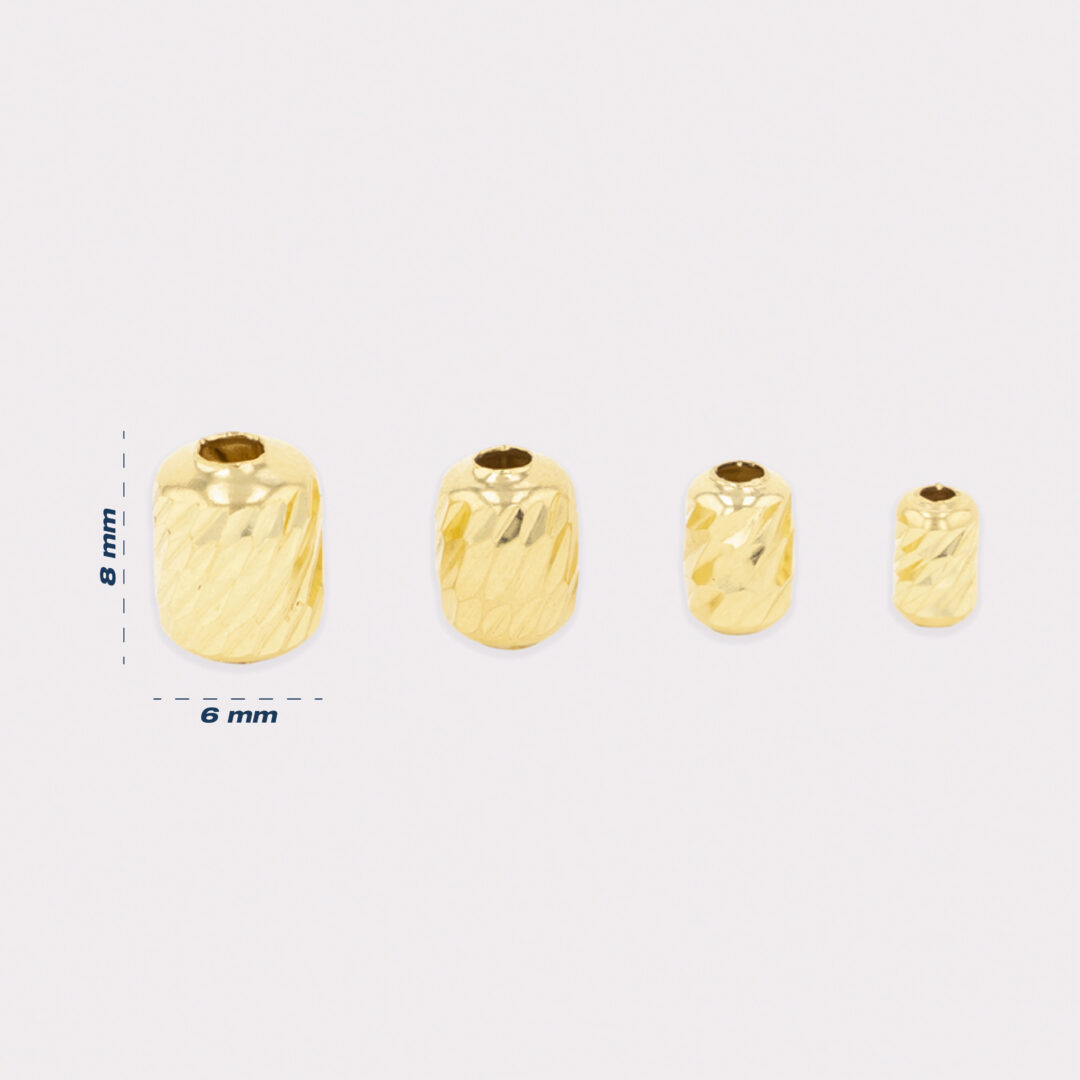 Cilindro De Oro 18k Diseño Diamantado 8mm Para Pulsera De Hilo 0,35gr - Imagen 1
