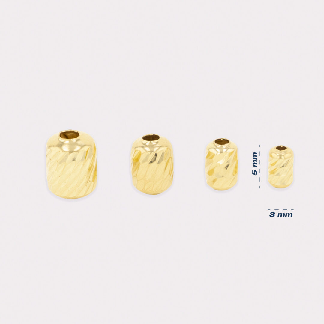 Cilindro De Oro 18k Diseño Diamantado 5mm Para Pulsera De Hilo 0,13gr