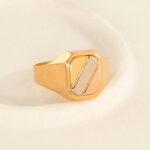 Anillo De Oro 18k Sello Cuadrado Tres Oros 3,1Gr