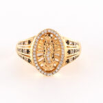 Anillo De Oro 18k Guadalupe Con Piedras Blancas y Negras 7,8Gr