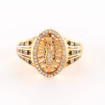 Anillo De Oro 18k Guadalupe Con Piedras Blancas y Negras 7,8Gr