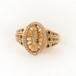 Anillo De Oro 18k Guadalupe Con Piedras Blancas y Negras 7,8Gr - Imagen 2
