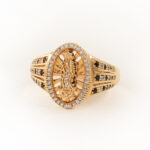 Anillo De Oro 18k Guadalupe Con Piedras Blancas y Negras 7,8Gr - Imagen 2