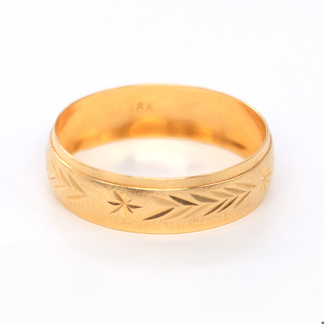 Anillo De Oro 18k Argolla Grabada 2,1Gr