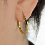 Candongas De Oro 18K Melcocha Cuadradas - Imagen 3