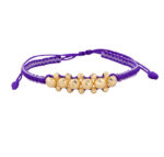 Pulsera De Oro 18k Macramé Con 6 Esfera 6mm Diamantada, Hilo Morado 0,6gr. Largo 19cm - Image 2