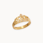Anillo De Oro 18k Qunce Años Con Forma De Corona Con Piedras Blancas