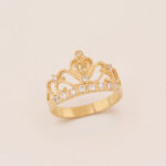 Anillo De Oro 18k Qunce Años Con Forma De Corona Con Piedras Blancas - Imagen 2