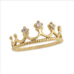 Anillo De Oro 18k Corona Con Piedras Blancas