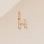 Dije De Oro 18k Letra H Con Piedras Blancas