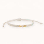 Pulsera De Oro 18k Con 2 Cilindros 3x5, Hilo Blanco