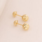 Topos De Oro 18k Esfera Diamantada 6mm - Imagen 2