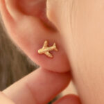 Topos De Oro 18k Avión Con Broche De Seguridad - Imagen 3