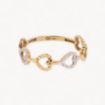 Anillo De Oro 18k Corazones Diamantados