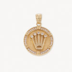 Dije De Oro 18k Corona Con Piedras Blancas
