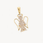 Dije De Oro 18k Ángel Con Piedras Blancas