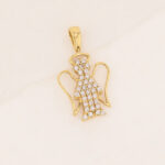 Dije De Oro 18k Ángel Con Piedras Blancas - Imagen 2
