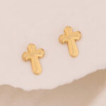 Topos De Oro 18k Cruz Con Broche De Seguridad - Imagen 2