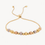 Pulsera De Oro 18k Con Esferas Diamantadas Tres Oros