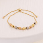 Pulsera De Oro 18k Con Esferas Diamantadas Tres Oros - Imagen 2