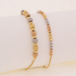 Pulsera De Oro 18k Con Esferas Diamantadas Tres Oros - Imagen 3