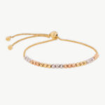 Pulsera De Oro 18k Con Esferas Diamantadas Tres Oros