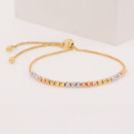 Pulsera De Oro 18k Con Esferas Diamantadas Tres Oros - Imagen 2