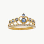 Anillo De Oro 18k Corona Con Piedras Azules