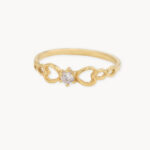 Anillo De Oro 18k Tipo Solitario Corazones, Infinitos