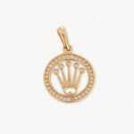 Dije De Oro 18k Corona Con Piedras Blancas