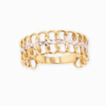 Anillo De Oro 18k Doble Eslabón Diamantado Dos Oros