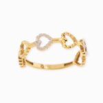 Anillo De Oro 18k Corazones Diamantados Dos Oros